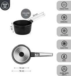 Westinghouse Performance Series - Steelpan Inductie 18cm - Zwart - Geschikt Voor Alle Warmtebronnen Inclusief Inductie En Ovenbestendig - Sauspan -Pannen Verkoop 1120x1200 6