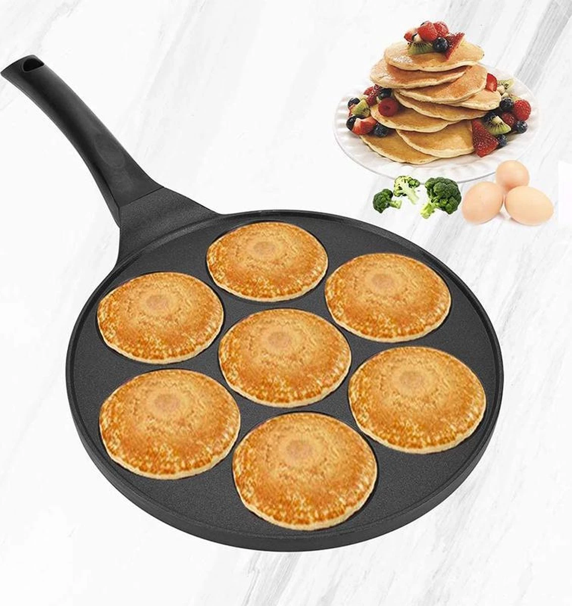 Merkloos Joyful-things Pancake Pan - Inclusief Deegdispenser- Pancake Set- Pan-Crêpemaker/Pannenkoeken- 7 Kop Marmeren Anti Laag 3 Merkloos Joyful-things Pancake Pan - Inclusief Deegdispenser- Pancake Set- Pan-Crêpemaker/Pannenkoeken- 7 Kop Marmeren Anti Laag - Afbeelding 3