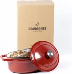 Daumonet Bocuse Rouge Gietijzeren Braadpan - Sudderpan Kersen Rood - Ovaal - Ø 29 Cm - 3 Liter - PFAS & PFOA Vrij - Emaille - Geschikt Voor Alle Warmtebronnen - Elektrisch - Gas - Halogeen - Inductie - Keramisch - Vaatwasserbestendig -Pannen Verkoop 1168x1200