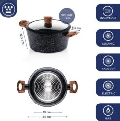Westinghouse Kookpan/Braadpan Inductie - Ø 24 Cm - Zwart Marmer - Speciale Editie -Pannen Verkoop 1190x1200 10