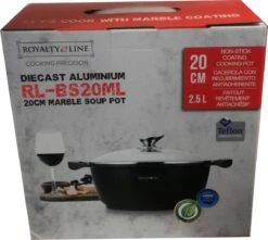 Royalty Line - Marble Soep/braadpan - Met Glazen Deksel Zwart - 20 CM. RL-BS20ML -Pannen Verkoop 1200x1074 2