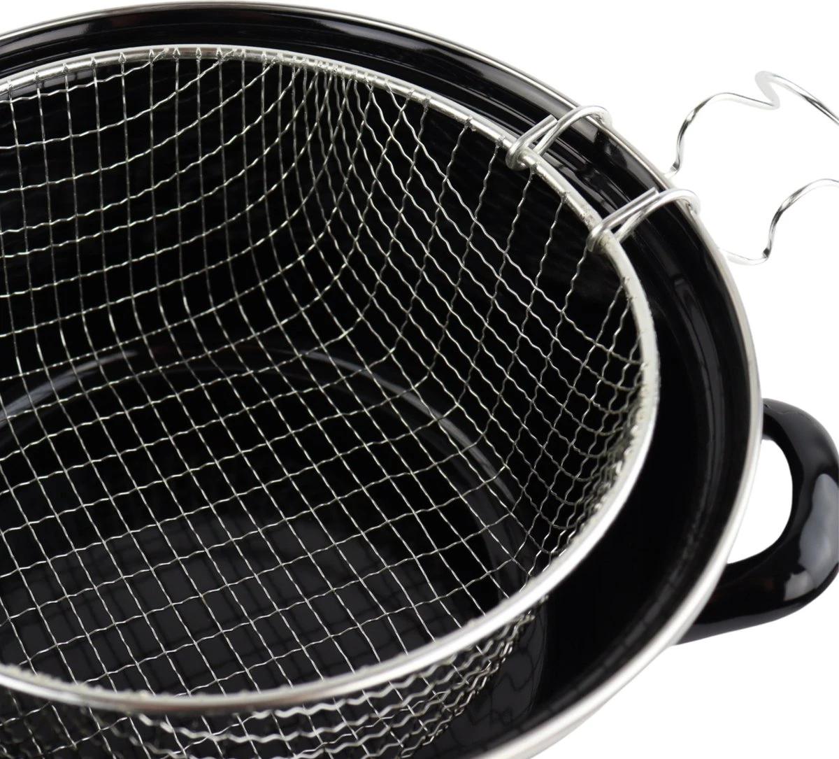 Orange85 Frituurpan - Zwart - Inductie - Emaille - Diameter 24 Cm - Met Draadmand - 3,5 Liter 4 Orange85 Frituurpan - Zwart - Inductie - Emaille - Diameter 24 Cm - Met Draadmand - 3,5 Liter - Afbeelding 4