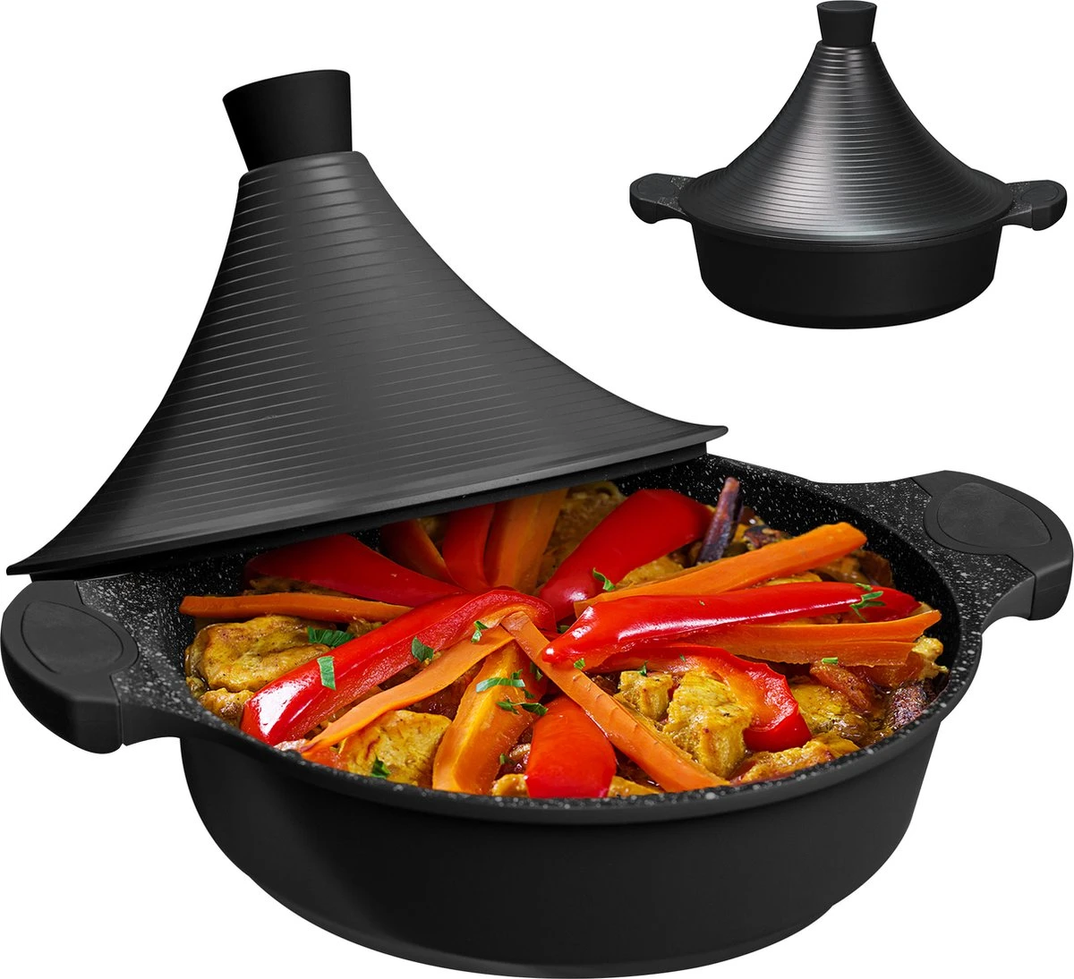 BIKO | Luxe Aluminium Tajine Inductie| Tagine | Geschikt Voor 4-8 Personen - Inductie - Zwart 1 BIKO | Luxe Aluminium Tajine Inductie| Tagine | Geschikt Voor 4-8 Personen - Inductie - Zwart
