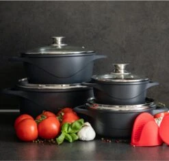 Smile 10 Delige Pannenset - Antiaanbaklaag - Vaatwasser Bestendig - Zwart -Pannen Verkoop 1200x1142