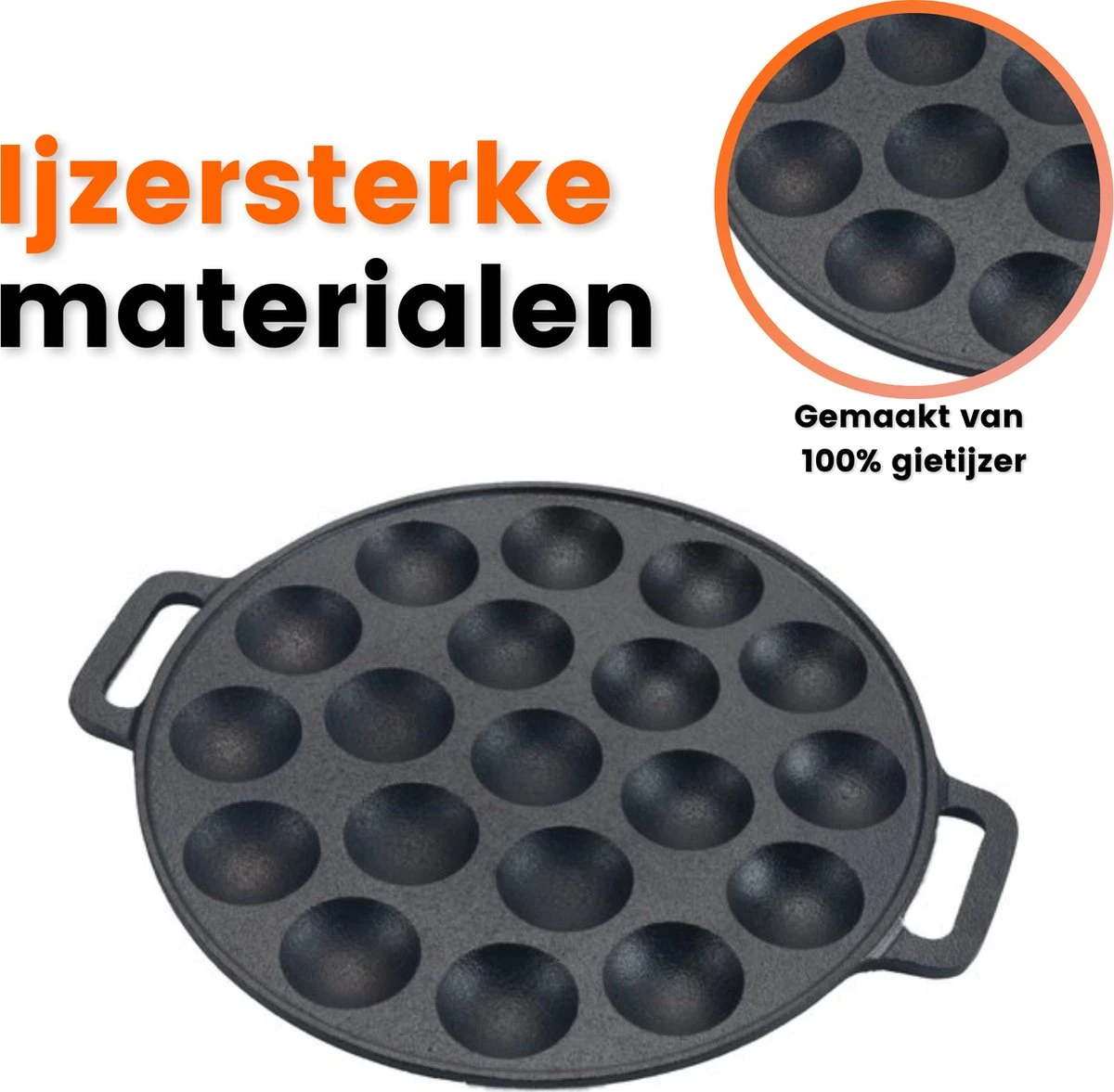 Poffertjespan - Gietijzer - Ø 24 Cm - Poffertjesmaker - 19 Poffertjes - Poffertjespan Inductie 4 Poffertjespan - Gietijzer - Ø 24 Cm - Poffertjesmaker - 19 Poffertjes - Poffertjespan Inductie - Afbeelding 4