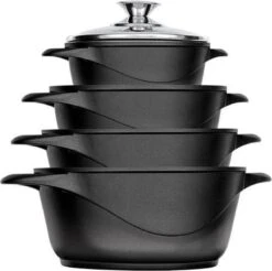 Smile 10 Delige Pannenset - Antiaanbaklaag - Vaatwasser Bestendig - Zwart -Pannen Verkoop 1200x1195 6