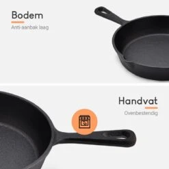 Ocina Gietijzeren Pan – Set Van 3 Stuks – ø25cm, ø19.5cm En ø16cm - Skillet - Koekenpan – Hapjespan – Koekenpan Inductie – Koekenpannenset - Gietijzeren Pan Bbq - Gietijzer - Incl. Receptenboek -Pannen Verkoop 1200x1200 1225
