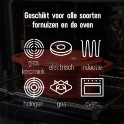 Daumonet Bocuse Rouge Gietijzeren Braadpan - Sudderpan Kersen Rood - Ovaal - Ø 29 Cm - 3 Liter - PFAS & PFOA Vrij - Emaille - Geschikt Voor Alle Warmtebronnen - Elektrisch - Gas - Halogeen - Inductie - Keramisch - Vaatwasserbestendig -Pannen Verkoop 1200x1200 132