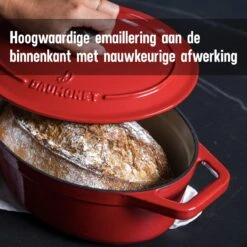Daumonet Bocuse Rouge Gietijzeren Braadpan - Sudderpan Kersen Rood - Ovaal - Ø 29 Cm - 3 Liter - PFAS & PFOA Vrij - Emaille - Geschikt Voor Alle Warmtebronnen - Elektrisch - Gas - Halogeen - Inductie - Keramisch - Vaatwasserbestendig -Pannen Verkoop 1200x1200 133