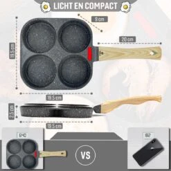 W&Z® Pannenkoekenpan Inductie - Pancake Pan - Omeletpan - Omeletmaker -Eierpan- Anti Aanbak - 4 Vakjes -Pannen Verkoop 1200x1200 414