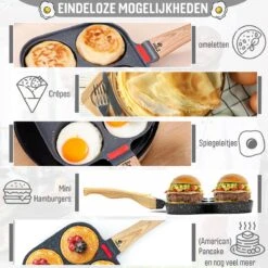 W&Z® Pannenkoekenpan Inductie - Pancake Pan - Omeletpan - Omeletmaker -Eierpan- Anti Aanbak - 4 Vakjes -Pannen Verkoop 1200x1200 418
