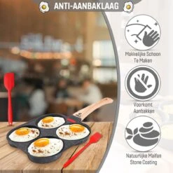 W&Z® Pannenkoekenpan Inductie - Pancake Pan - Omeletpan - Omeletmaker -Eierpan- Anti Aanbak - 4 Vakjes -Pannen Verkoop 1200x1200 419
