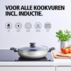BRABANTIA INDU+ Hapjespan - Keramische Antiaanbaklaag - Met Deksel - Ø 28 Cm - Inductie - Pfas Vrij -Pannen Verkoop 1200x1200 516