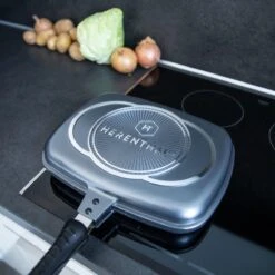 Herenthal Dubbele Grillpan - Ø 28 Cm - Koekenpan - Keramische Pan - Marmeren Coating Met Antiaanbaklaag - PFAS & PFOA Vrij - Pan - Grill - Vermindert Geur, Rook En Oliespatten - Zilver -Pannen Verkoop 1200x1200 560