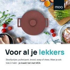 MOA Gietijzeren Braadpan - Inhoud 4,75 Liter - 26CM - Rond - Alle Warmtebronnen - Ook Voor Inductie - Gewicht 5,8 Kg - Bordeaux Rood - MC26BR -Pannen Verkoop 1200x1200 656