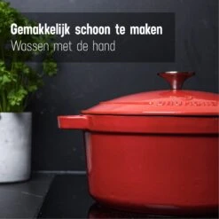 Daumonet Carême Rouge Gietijzeren Braadpan - Sudderpan Kersen Rood - Rond - Ø26 Cm - 4,4 Liter - PFAS & PFOA Vrij - Emaille - Geschikt Voor Alle Warmtebronnen - Elektrisch - Gas - Halogeen - Inductie - Keramisch - Vaatwasserbestendig -Pannen Verkoop 1200x1200 707