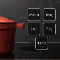 Daumonet Carême Rouge Gietijzeren Braadpan - Sudderpan Kersen Rood - Rond - Ø26 Cm - 4,4 Liter - PFAS & PFOA Vrij - Emaille - Geschikt Voor Alle Warmtebronnen - Elektrisch - Gas - Halogeen - Inductie - Keramisch - Vaatwasserbestendig -Pannen Verkoop 1200x1200 709