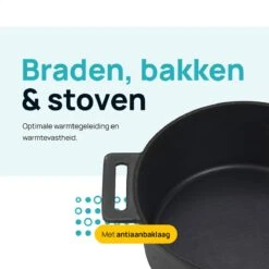 MOA Gietijzeren Braadpan - Inhoud 4,75 Liter - 26CM - Rond - Alle Warmtebronnen - Ook Voor Inductie - Gewicht 5,8 Kg - Zwart - MOAMC26B -Pannen Verkoop 1200x1200 740