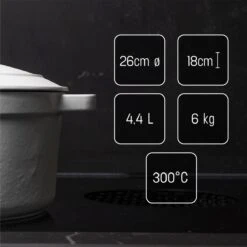 Daumonet Carême Blanc Gietijzeren Braadpan - Sudderpan Wit - Rond - Ø 26 Cm - 4,4 Liter - 100% PFAS & PFOA Vrij - Emaille - Geschikt Voor Alle Warmtebronnen - Elektrisch - Gas - Halogeen - Inductie - Keramisch - Vaatwasserbestendig -Pannen Verkoop 1200x1200 766