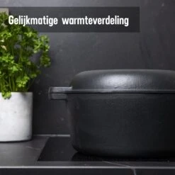 Daumonet Ducasse Gietijzeren Double Use Braadpan - Combi Sudderpan Zwart - 2-in-1 Bak- En Braadpan - PFAS & PFOA Vrij - Rond - Ø 26 Cm - 4,4 Liter - Emaille - Alle Warmtebronnen - Elektrisch - Gas - Halogeen - Inductie - Keramisch -Pannen Verkoop 1200x1200 792