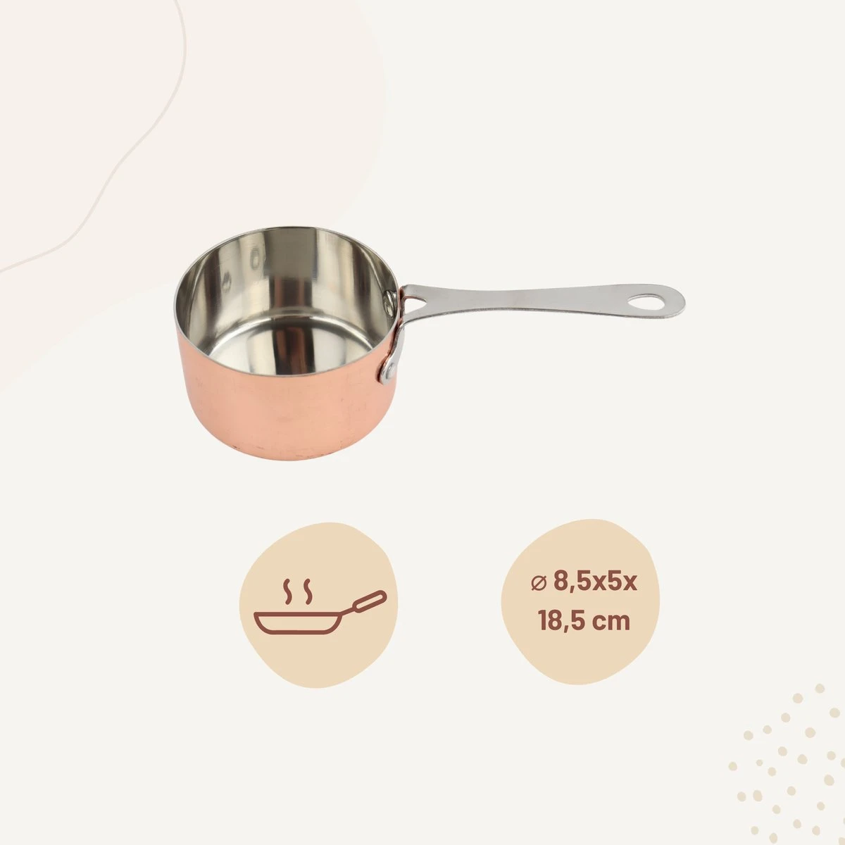 Orange85 Sauspan - Koper - 5x8,5cm - Staal 4 Orange85 Sauspan - Koper - 5x8,5cm - Staal - Afbeelding 4
