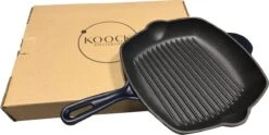 Koock Amsterdam® Grillpan - Geëmailleerd Gietijzer - Geschikt Voor Alle Warmtebronnen - Mat Blauw -Pannen Verkoop 1200x602 1