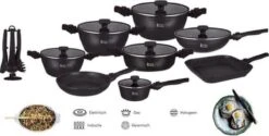 Royal Swiss® - Set Lot 33-delige - Pannenset Inductie - Steengoeden - Afneembare Handgreep - Glazen Deksel - Geschikt Voor Oven - PFAS-vrij + Keukengerei -Pannen Verkoop 1200x608 2