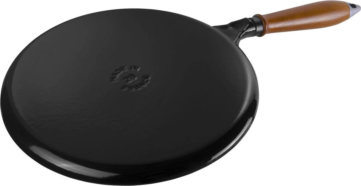 Staub Flensjespan - Houten Steel - 28 Cm - Zwart 2 Staub Flensjespan - Houten Steel - 28 Cm - Zwart - Afbeelding 2