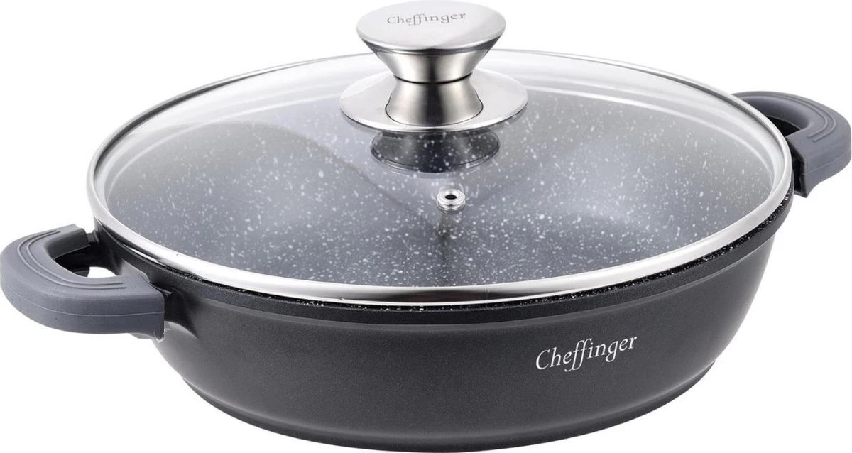 Cheffinger 28cm Lage Kookpot / Braadpan - CF-SC28 1 Cheffinger 28cm Lage Kookpot / Braadpan - CF-SC28