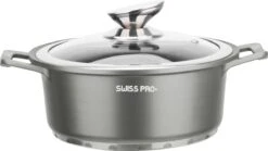 Swiss Pro+ | Set 14 Delige Pannenset | Inductie - Pannensets - Glazen Deksel - Met Afneembare Handgreep - Marmeren Interieur -PFAS-vrij | Grey / Silver -Pannen Verkoop 1200x675 7