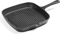 Daumonet Auguste Noir Gietijzeren Grillpan - Steakpan Zwart - PFAS & PFOA Vrij - Vierkant Met Schenktuit - 23,5 Cm - 2 Liter - Emaille - Alle Warmtebronnen - Elektrisch - Gas - Halogeen - Inductie - Keramisch