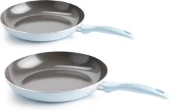 VitaVerde Expert Koekenpannenset Ø 24cm + Ø 28cm - Lichtblauw - Inductie - PFAS-vrij