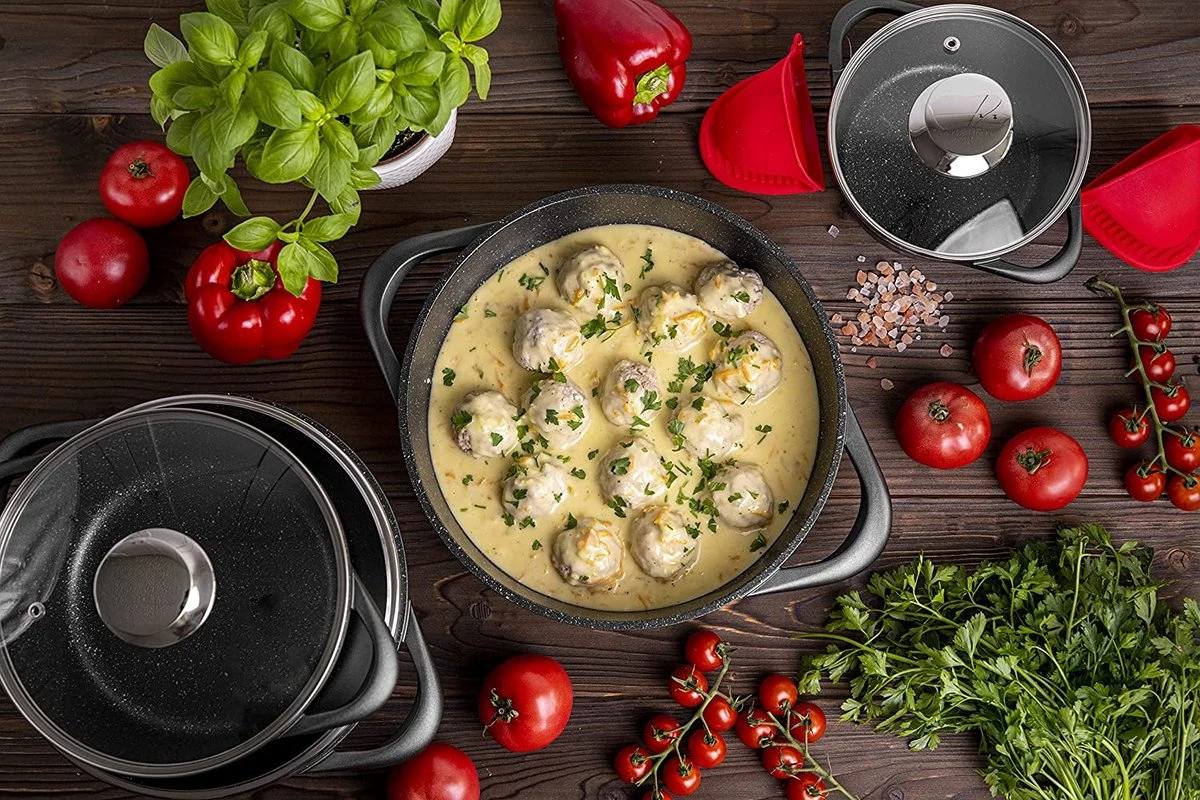 Smile - 8 Delige Pannenset - Antiaanbaklaag - Vaatwasser Bestendig - Geschikt Voor Iedere Kookplaat - MGK-18 - Zwart 8 Smile - 8 Delige Pannenset - Antiaanbaklaag - Vaatwasser Bestendig - Geschikt Voor Iedere Kookplaat - MGK-18 - Zwart - Afbeelding 8