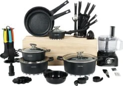 Swiss Pro+ - SWP41D22 - Pannenset 41 Delig - Foodprocessor - Messenblok 8 Delig - Kookgerei Set Met Houder 7 Delig - Starters Pakket - 2022 Serie - Limited Edition -uitzet -Pannen Verkoop 1200x839 2