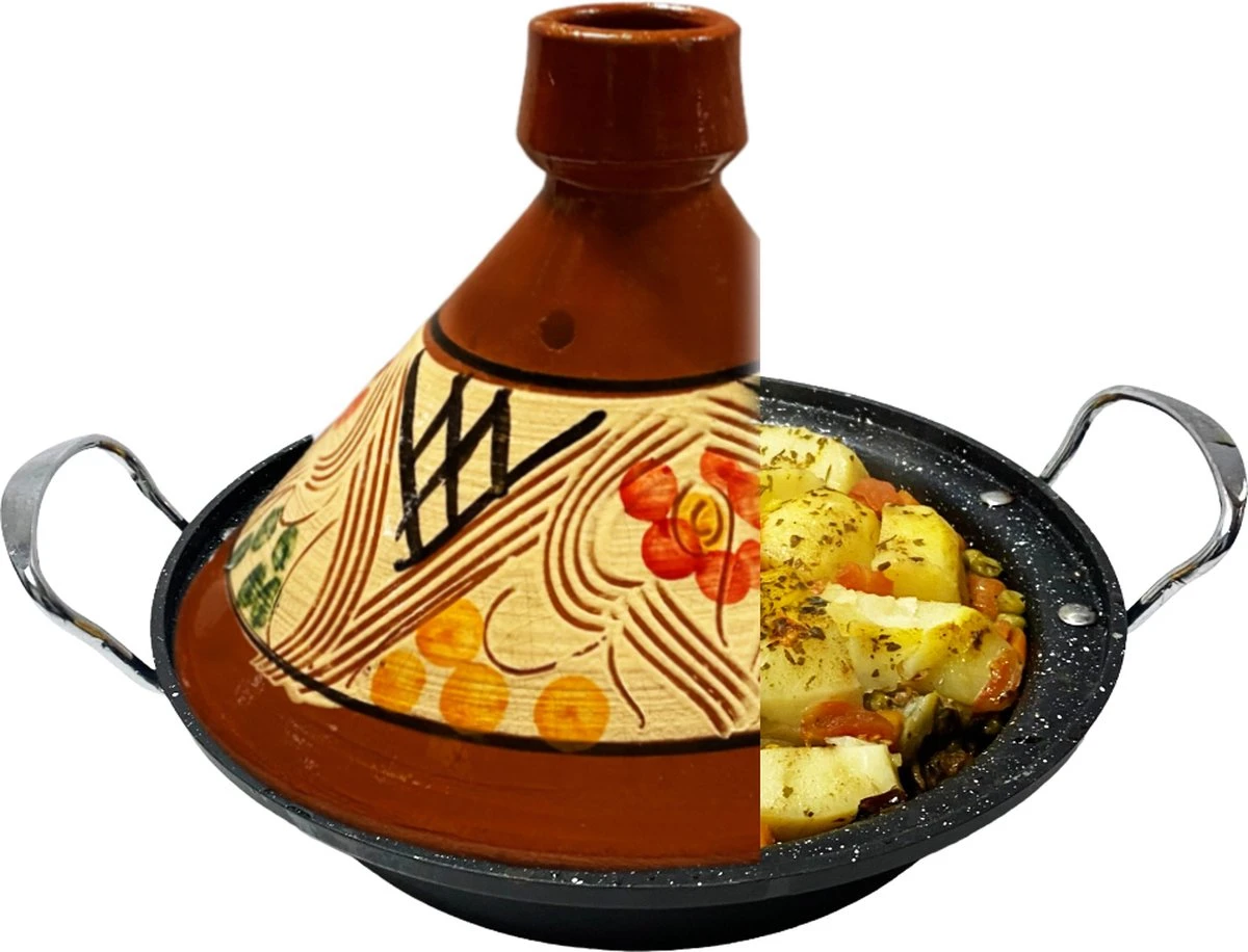 Tajine Aardewerk En Gegoten Aluminium Inductie| Handvaten| Geschikt Voor 4-8 Personen - Alle Warmtebronnen| Ø 30cm 2 Tajine Aardewerk En Gegoten Aluminium Inductie| Handvaten| Geschikt Voor 4-8 Personen - Alle Warmtebronnen| Ø 30cm - Afbeelding 2