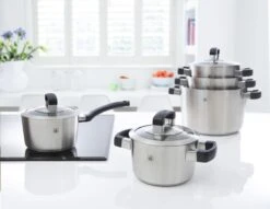 BK Conical Cool Glas Pannenset - 4-delig - RVS - Glazen Deksel - Inductie