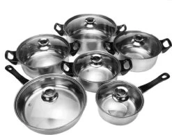 KitchenPrince 12-Delige Pannenset RVS - Pottenset - Kookpannen - Koekenpan - Steelpan - Bakpan - PFAS-Vrij - Pannenset - Pannenset Inductie - Antiaanbaklaag - Koekenpannenset -Pannen Verkoop 1200x946
